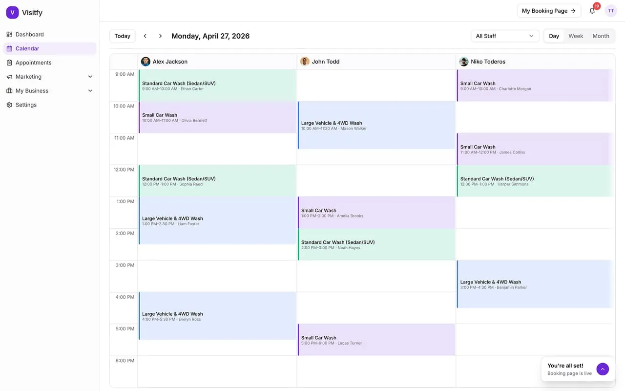 Visitfy calendar dashboard
